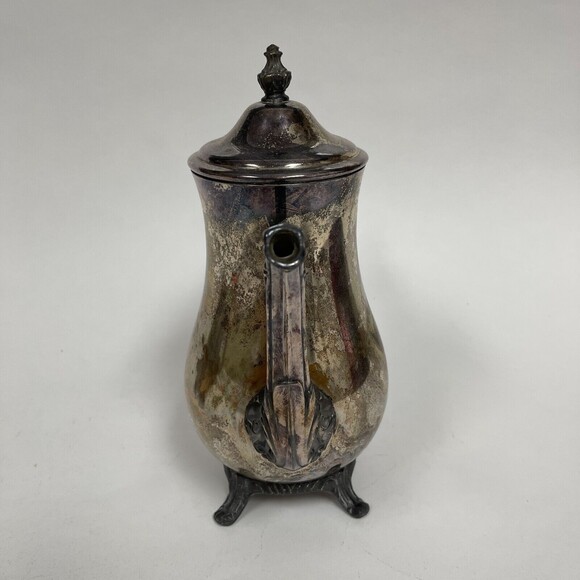 WM. Rogers 800 Silver-plate Tea Coffee Pot For Crafts Hinged Lid Eagle Star - Picture 2 of 9